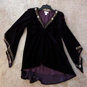 J. Marco purple velvet long-sleeved top, size small